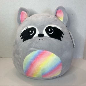 Squishmallow Max Raccoon Grey Rainbow Belly NWT Kellytoys